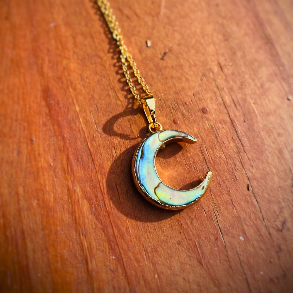 18K Abalone Shell Moon Necklace